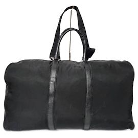 Prada Saffiano-Trimmed Tessuto Nylon Duffle Bag Black 60cm Black