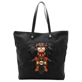 Prada-Prada Robot Triangle Logo 2way Tote Bag-Black