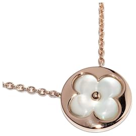 Louis Vuitton-Louis Vuitton Monogram Au750 Pink Gold Mother of Pearl Pendant Necklace-Pink