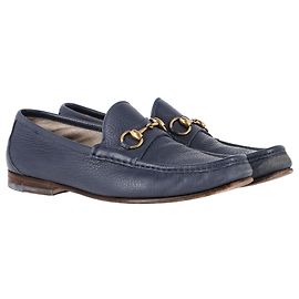 Mocassini Horsebit Gucci in pelle blu navy Blu Blu chiaro
