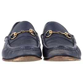 Gucci- Gucci Horsebit Loafers in Navy Blue Leather-Blue,Light blue