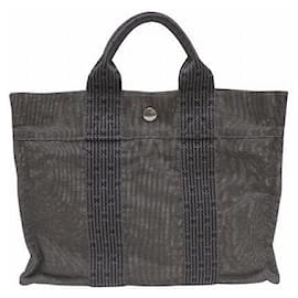 Hermès-Hermes Herline Canvas Tote Bag-Grey