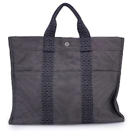 Hermès-Sac tote Herline MM Yale en toile grise Hermes Paris-Gris
