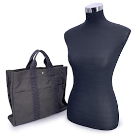 Hermès-Sac tote Herline MM Yale en toile grise Hermes Paris-Gris
