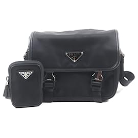 Prada-Prada 2VD034 Tessuto Saffiano Shoulder Bag-Black