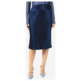 Vince Navy Hammered satin midi skirt - size S Blue