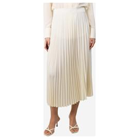 Autre Marque-Cream pleated midi skirt - size UK 10-Cream