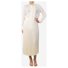 Autre Marque-Cream pleated midi skirt - size UK 10-Cream