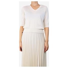 Autre Marque-Cream v-neck sweater - size UK 8-Cream