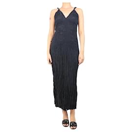 Totême-Black crinkled silk dress - size UK 8-Black