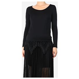 Emilio Pucci Black tassle-trim top - size UK 8 Black