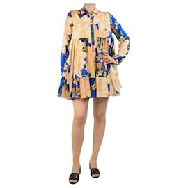 Farm Rio-Farm Rio Blue and yellow floral button down dress - size UK 8-Blue