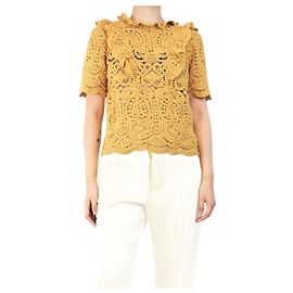 SéZane Top de ganchillo amarillo Sezane de manga corta - talla UK 8 Amarillo