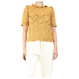 SéZane-Sezane Yellow crochet short sleeve top - size UK 8-Yellow