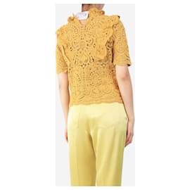 SéZane-Sezane Yellow crochet short sleeve top - size UK 8-Yellow