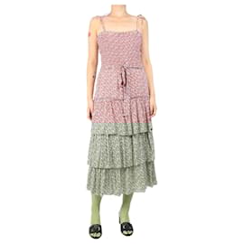 Tory Burch-Red floral tiered midi dress - size S-Red