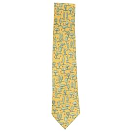 Hermès-Yellow trees print tie-Yellow