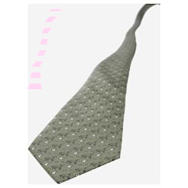 Hermès-Purple horse and bird printed tie-Purple