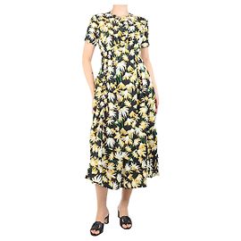 Loewe Robe midi à imprimé floral noir et jaune - taille UK 10 Noir