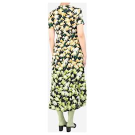 Loewe-Black and yellow floral-print midi dress - size UK 10-Black