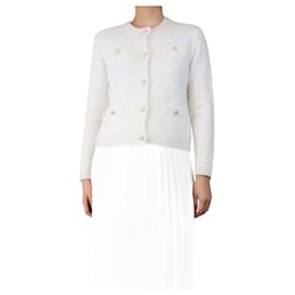Maje-White morning lurex sequined cardigan - size UK 10-White