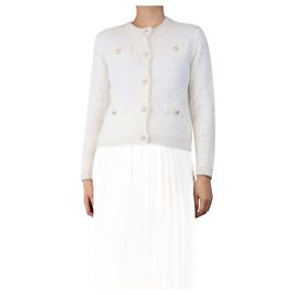Maje Cardigan en lurex sequins blanc - taille UK 10 Blanc