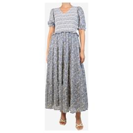 Autre Marque-Blue shirred floral maxi dress - size M-Blue
