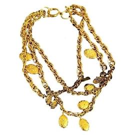 Chanel-Chanel Vintage Gold Namesake Charm Multi Strand Collar Necklace-Gold hardware