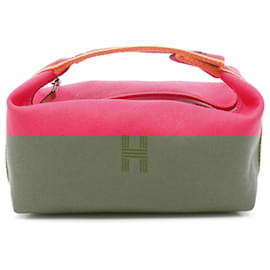 Hermès-Hermès Pink Small Canvas Bride A Brac-Pink,Other,Dark red