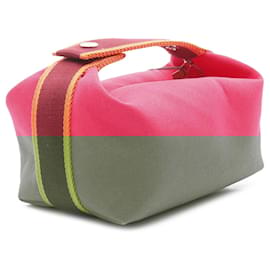 Hermès-Hermès Pink Small Canvas Bride A Brac-Pink,Other,Dark red