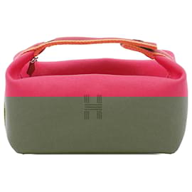 Hermès-Hermès Pink Small Canvas Bride A Brac-Pink,Other,Dark red