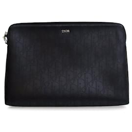 Dior-Dior Black Perforated Oblique Calfskin Galaxy Pouch-Black