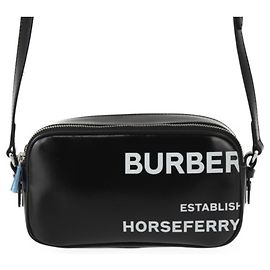 Bolsa de Ombro Burberry Camera Micro Horseferry Preto Branco