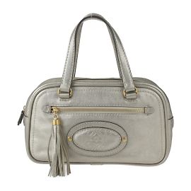 Bolsa de couro Loewe com tassel de anagrama dourado Marrom Dourado