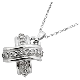 Tiffany & Co-Tiffany Necklace Signature Cross in 18K White Gold with Diamond-Other