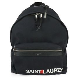Yves Saint Laurent Black Canvas and Leather Backpack Black