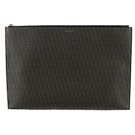Yves Saint Laurent Classic Toile Monogram Clutch Bag Brown