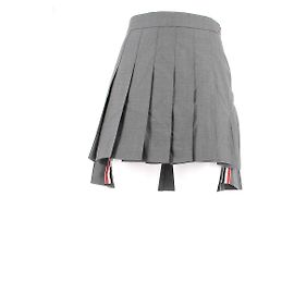 Thom Browne Grey Wool Pleated Skirt Grey