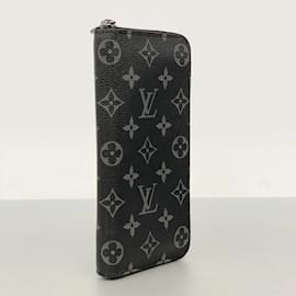 Louis Vuitton-Portefeuille Long Louis Vuitton Monogram Eclipse-Marron,Noir