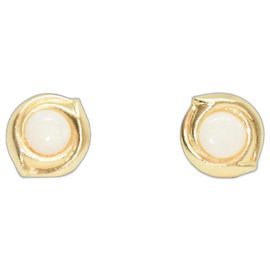 Autre Marque Wunderschöne antike Ohrringe aus echtem Gold und Opal Weiß Golden Aus weiß