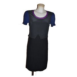 Vestido midi Sonia Rykiel negro y multicolor seda algodón Negro Multicolor