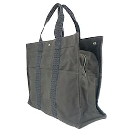 Hermès-Sac de transport Hermes Airline GM en toile grise-Marron