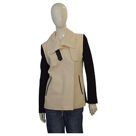 Costume National Black and Cream Wool Blazer Jacket Black Cream