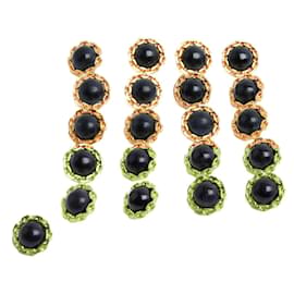 Chanel-Chanel 21 Buttons 19 mm gold black 1980s golden metal black glass 19 mm buttons 21-Black,Golden