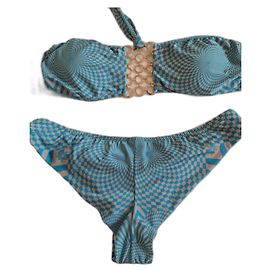 Autre Marque Agogoa Zweiteiler Badeanzug Blau Grau Blau Grau
