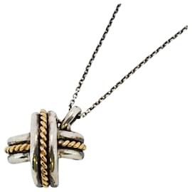 Tiffany & Co-Tiffany Necklace Signature Cross in 18K Yellow Gold and Silver 925-Other
