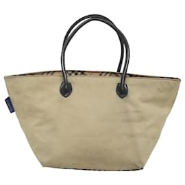 Autre Marque-Burberrys Blue Label Tote Bag Nylon Beige Silver Auth ti3066-Silvery,Beige