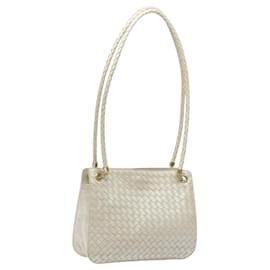 Autre Marque-BOTTEGA VENETA INTRECCIATO Shoulder Bag Leather White Gold Auth 122141-White,Golden