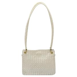 Autre Marque-BOTTEGA VENETA INTRECCIATO Shoulder Bag Leather White Gold Auth 122141-White,Golden