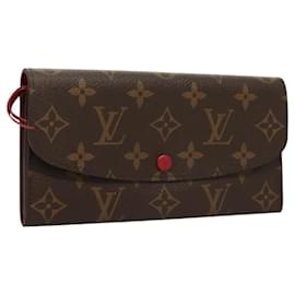 Louis Vuitton-LOUIS VUITTON Monogram Portefeuille Emilie Long Wallet Red M60697 Auth 125135-Red,Monogram